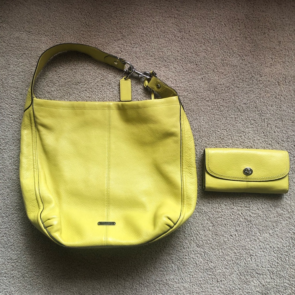 Coach Green Leather Hobo Bag and Wallet